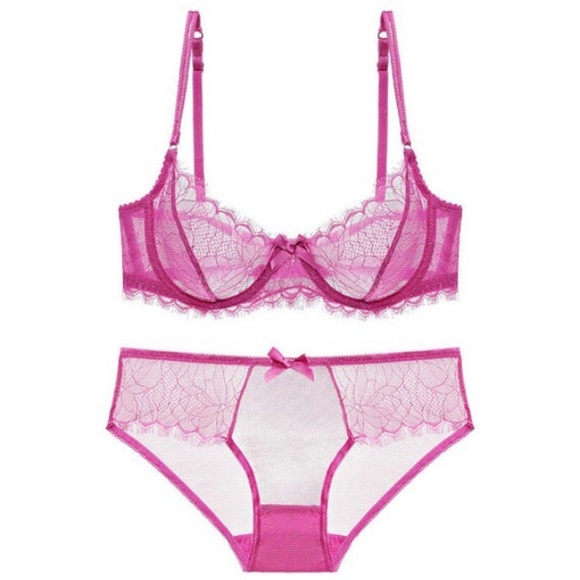 See through bra and panties set - half cup bra - Picture 3 of 4